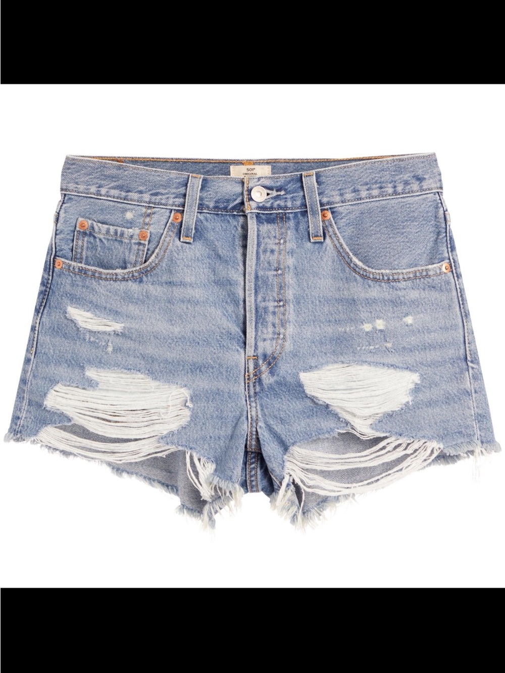 Levi’s 501 Original Distressed Denim Cutoff Shorts Light Wash W32
